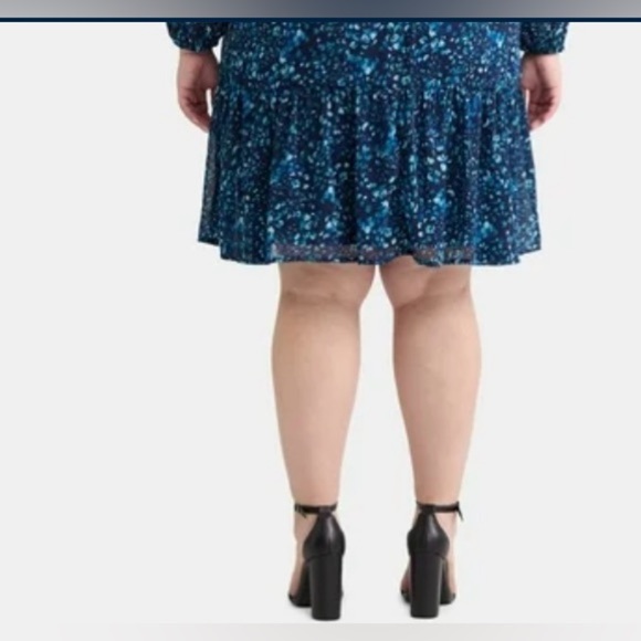 Terra & Sky Women's Plus Size Long Sleeve Mini Peasant Dress - Picture 5 of 14